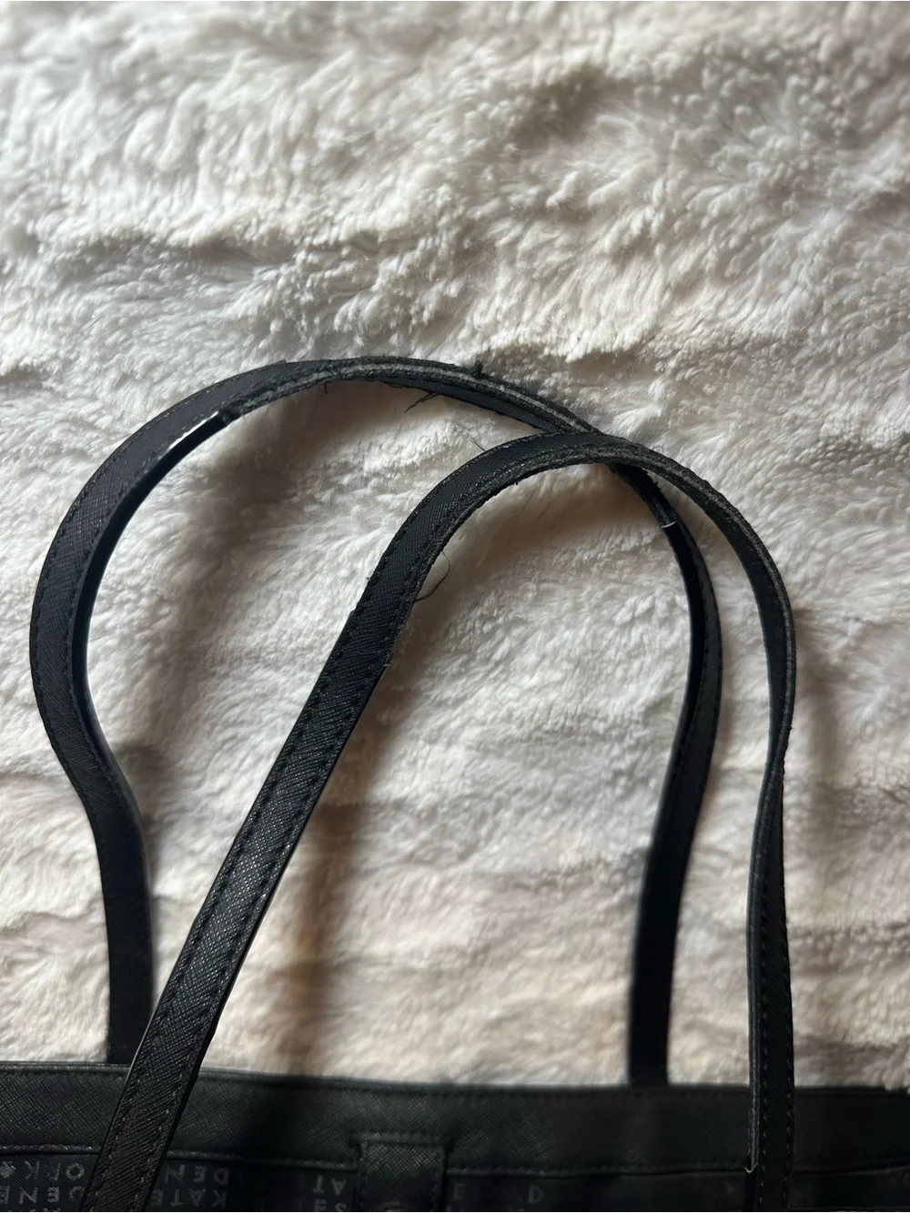 kate spade Black Leather Tote with Pink Scarf Accent